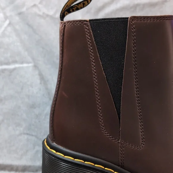 Women Size 10 Dr Martens Spence Pull Up Leather Flared Heel Chelsea Brown Boots
